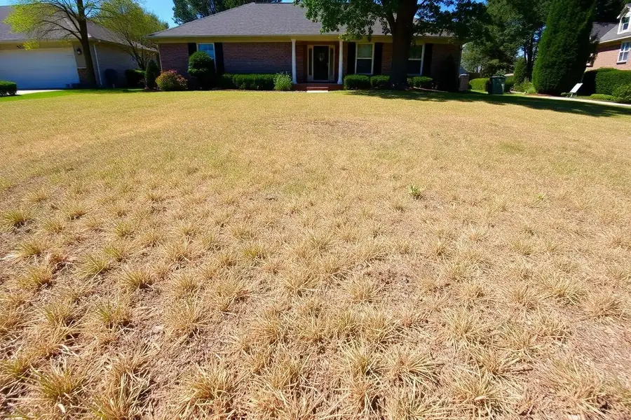 Dry, patchy natural lawn before synthetic turf materials were installed